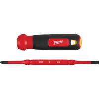 Milwaukee 48-22-2201 2-in-1 1000V Insulated Flip Shank Multi-Bit Screwdriver, 8-4/5" L, Cushion Grip Handle