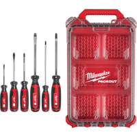 Milwaukee MT200-6PA Cushion Grip Screwdrivers Set with PACKOUT Low-Profile Compact Organizer, 6 Pcs.