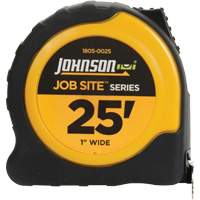 Johnson 1805-0025 Job Site Power Tape with Steel Belt Clip, 1" x 25', 1/16" Graduations