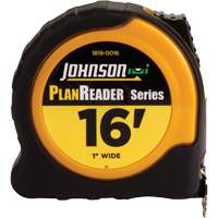 Johnson 1819-0016 Plan Reader Power Tape with Steel Belt Clip, 1" x 16', 1/16" Graduations