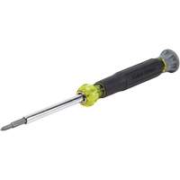 Klein Tools 32581 4-in-1 Multi-Bit Electronics Screwdriver with Slotted & Phillips Bits, 6-1/2" L, Cushion Grip Handle