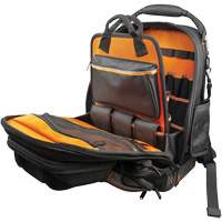 Klein Tools 55485 Tradesman Pro Tool Master Tool Bag Backpack, 11" L x 13-1/2" W, Black/Grey/Orange, Polyester