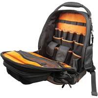 Klein Tools 55485 Tradesman Pro Tool Master Tool Bag Backpack, 11" L x 13-1/2" W, Black/Grey/Orange, Polyester