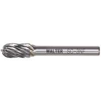 Walter Surface Technologies 01V007 Double Cut Cylindrical Round Nose Carbide Burr, 1/2" Dia., 1" Depth of Cut