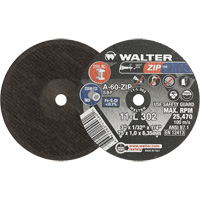 Walter Technologies Pour Surface 11L302 Meule &agrave; tronçonner Zip, 3" x 1/32", Arbre de 1/4", Type 1, Oxyde d'aluminium, 25470 Tr/min