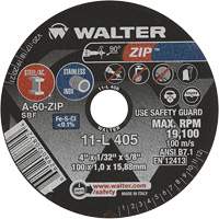Walter Technologies Pour Surface 11L405 Meule &agrave; tronçonner Zip, 4" x 1/32", Arbre de 5/8", Type 1, Oxyde d'aluminium, 19100 Tr/min
