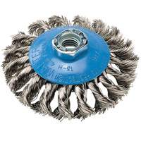 Walter Technologies Pour Surface 13H514 Brosse concave &agrave; fils nou&eacute;s torsad&eacute;s, Dia. 5", Fils 0,02", Arbre 5/8"-11, Aluminium/Acier inoxydable