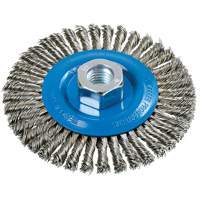 Walter Surface Technologies 13K464 Stringer Bead Knotted Wire Brush, 4-1/2" Dia., 0.02" Fill, 5/8"-11 Arbor, Aluminum/Stainless Steel