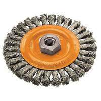 Walter Technologies Pour Surface 13L404 Brosse rotative &agrave; fils nou&eacute;s large, Dia. 4", Fils 0,02", Arbre 5/8"-11, Acier