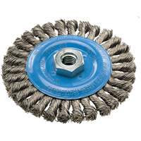 Walter Surface Technologies 13L514 Wide Knotted Wire Wheel Brush, 5" Dia., 0.02" Fill, 5/8"-11 Arbor, Aluminum/Stainless Steel