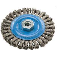 Wide Knotted Wire Wheel Brush, 5" Dia., 0.02" Fill, 5/8"-11 Arbor, Aluminum/Stainless Steel  UE940 | TENAQUIP
