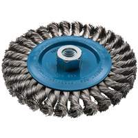 Wide Knotted Wire Wheel Brush, 6" Dia., 0.02" Fill, 5/8"-11 Arbor, Aluminum/Stainless Steel  UE942 | TENAQUIP