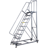 Monster Rolling Ladders, 7 Steps, 24" Step Width, 70" Platform Height, Steel  VC382 | TENAQUIP