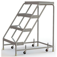 Rolling Ladder, 4 Steps, 24" Step Width, 40" Platform Height, Aluminum VC477 | TENAQUIP