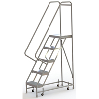 Rolling Ladder, 5 Steps, 16" Step Width, 50" Platform Height, Aluminum VC484 | TENAQUIP