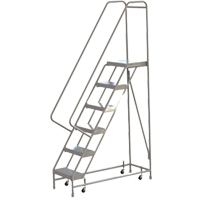 Rolling Ladder, 6 Steps, 16" Step Width, 60" Platform Height, Aluminum VC486 | TENAQUIP