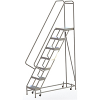Rolling Ladder, 7 Steps, 16" Step Width, 70" Platform Height, Aluminum VC488 | TENAQUIP