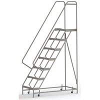 Rolling Ladder, 7 Steps, 24" Step Width, 70" Platform Height, Aluminum VC489 | TENAQUIP