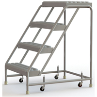 Rolling Ladder, 4 Steps, 24" Step Width, 40" Platform Height, Aluminum VC502 | TENAQUIP