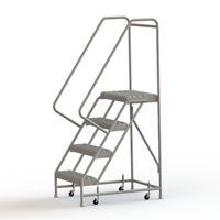 Rolling Ladder, 4 Steps, 24" Step Width, 40" Platform Height, Aluminum VC508 | TENAQUIP