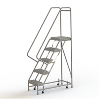 Rolling Ladder, 5 Steps, 16" Step Width, 50" Platform Height, Aluminum VC509 | TENAQUIP