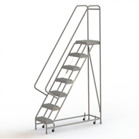 Rolling Ladder, 7 Steps, 16" Step Width, 70" Platform Height, Aluminum VC513 | TENAQUIP