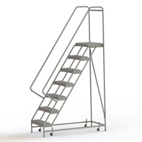 Rolling Ladder, 7 Steps, 24" Step Width, 70" Platform Height, Aluminum VC514 | TENAQUIP