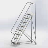 Rolling Ladder, 8 Steps, 24" Step Width, 80" Platform Height, Aluminum VC515 | TENAQUIP