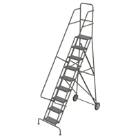 Steel Rolling Ladder, 9 Steps, 16" Step Width, 90" Platform Height, Steel  VC526 | TENAQUIP