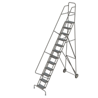 Steel Rolling Ladder, 12 Steps, 16" Step Width, 120" Platform Height, Steel  VC529 | TENAQUIP