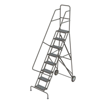 Rolling Ladder, 8 Steps, Serrated, 86" High  VC535 | TENAQUIP