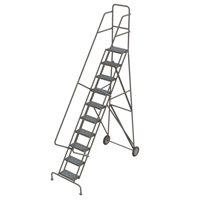 Rolling Ladder, 10 Steps, Serrated, 106" High  VC537 | TENAQUIP