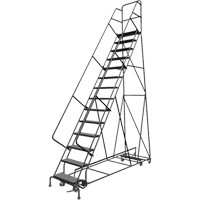 All Directional Rolling Ladder, 14 Steps, 24" Step Width, 140" Platform Height, Steel  VC547 | TENAQUIP