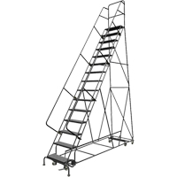 All Directional Rolling Ladder, 15 Steps, 24" Step Width, 150" Platform Height, Steel  VC548 | TENAQUIP