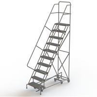 All Directional Rolling Ladder, 10 Steps, 24" Step Width, 100" Platform Height, Steel  VC553 | TENAQUIP
