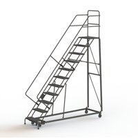 Tri-Arc Manufacturing KDHS111246 Heavy Duty Safety Slope Ladder, 11 Steps, Perforated, 50° Incline, 110" High