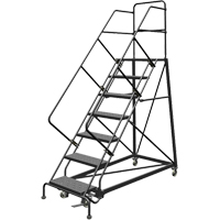 Tri-Arc Manufacturing KDEC107246 Safety Slope Rolling Ladder, 7 Steps, Perforated, 50° Incline, 70" High