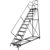 Tri-Arc Manufacturing KDEC112246 Safety Slope Rolling Ladder, 12 Steps, Perforated, 50° Incline, 120" High