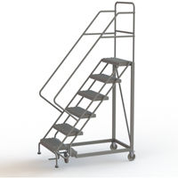 Safety Slope Rolling Ladder, 6 Steps, Serrated, 50° Incline, 60" High  VC621 | TENAQUIP