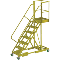 Tri-Arc Manufacturing UCS500720246 Cantilever Rolling Ladder, Supported, 7 Steps, 20" Platform Depth, 70" Platform Height