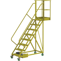 Cantilever Rolling Ladder, Unsupported, 8 Steps, 20" Platform Depth, 80" Platform Height  VC664 | TENAQUIP