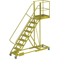 Cantilever Rolling Ladder, Supported, 9 Steps, 30" Platform Depth, 90" Platform Height  VC675 | TENAQUIP