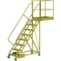 Cantilever Rolling Ladder, Unsupported, 8 Steps, 40" Platform Depth, 80" Platform Height  VC704 | TENAQUIP