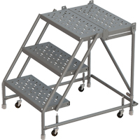 Tri-Arc Manufacturing KDSR003246-D2 Escabeaux roulants &agrave; dessus profond, 3 marches, Largeur de la marche 24", Hauteur de la plateforme 30", Acier