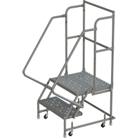 Tri-Arc Manufacturing KDSR102246-D2 Deep Top Step Rolling Ladder, 2 Steps, 24" Step Width, 20" Platform Height, Steel