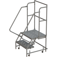 Deep Top Step Rolling Ladder, 2 Steps, 24" Step Width, 20" Platform Height, Steel  VC734 | TENAQUIP