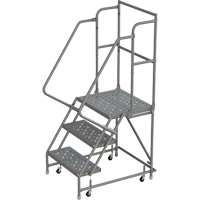 Tri-Arc Manufacturing KDSR103246-D2 Escabeaux roulants &agrave; dessus profond, 3 marches, Largeur de la marche 24", Hauteur de la plateforme 30", Acier