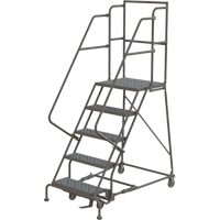 Tri-Arc Manufacturing KDSR105166-D2 Deep Top Step Rolling Ladder, 5 Steps, 16" Step Width, 50" Platform Height, Steel