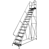 Tri-Arc Manufacturing KDSR114246-D2 Deep Top Step Rolling Ladder, 14 Steps, 24" Step Width, 140" Platform Height, Steel