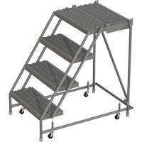 Tri-Arc Manufacturing KDSR004242-D2 Escabeaux roulants &agrave; dessus profond, 4 marches, Largeur de la marche 24", Hauteur de la plateforme 40", Acier
